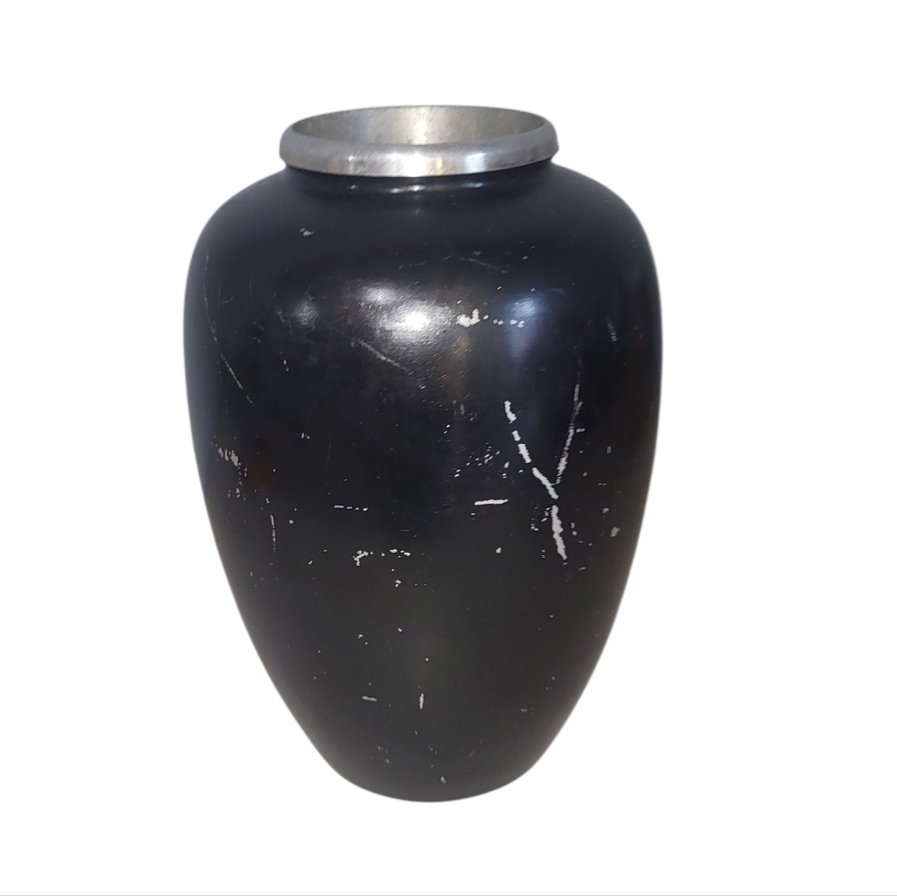 Vintage Japanese Damascene Vase with Eagle and Moon Motif - Picture 6 of 6